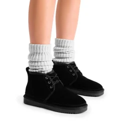 [FuzzyGo Women's Cozy] Suede Lace-Up Fur Snow Boots