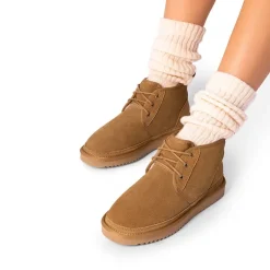 [FuzzyGo Women's Cozy] Suede Lace-Up Fur Snow Boots