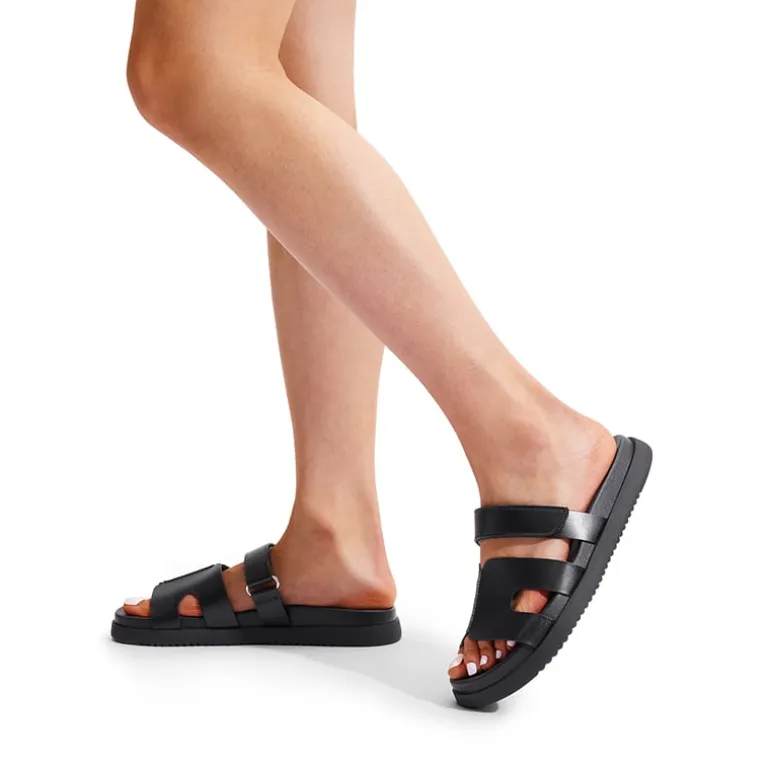 Geometric Cutout Slide Sandals