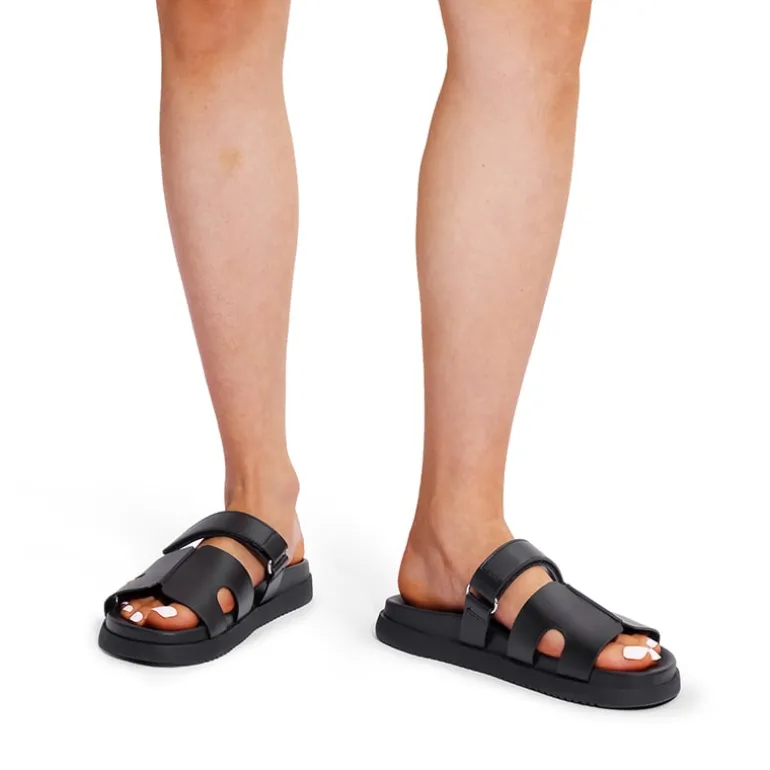 Geometric Cutout Slide Sandals