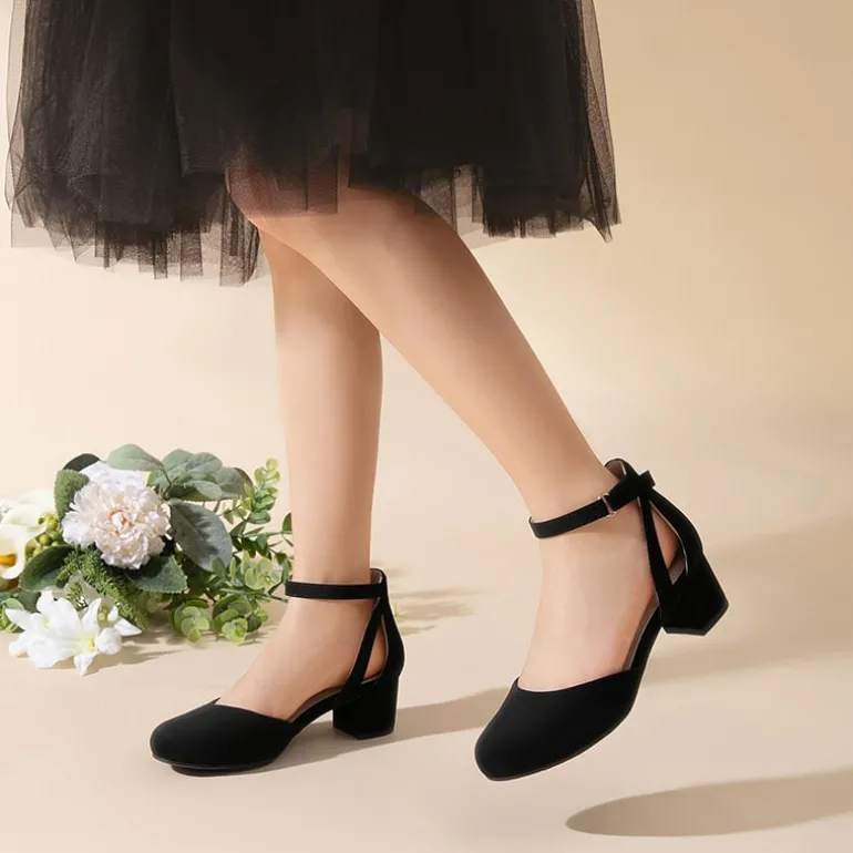 Girls’ Almond-Toe Block Heel Dress Shoes