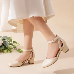 Girls’ Almond-Toe Block Heel Dress Shoes