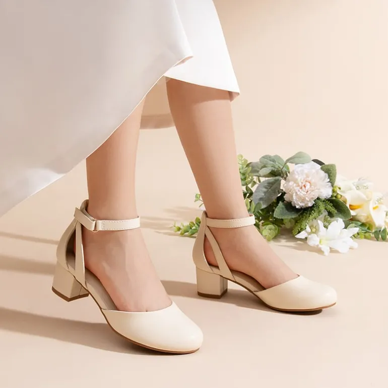 Girls’ Almond-Toe Block Heel Dress Shoes