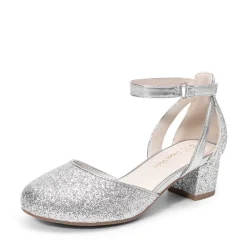 Girls’ Almond-Toe Block Heel Dress Shoes