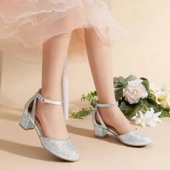 Girls’ Almond-Toe Block Heel Dress Shoes