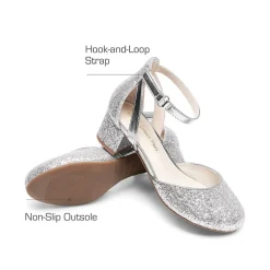 Girls’ Almond-Toe Block Heel Dress Shoes