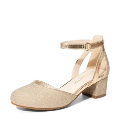 Girls’ Almond-Toe Block Heel Dress Shoes