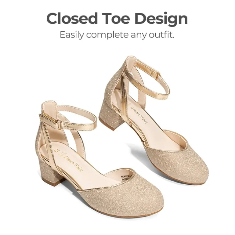 Girls’ Almond-Toe Block Heel Dress Shoes
