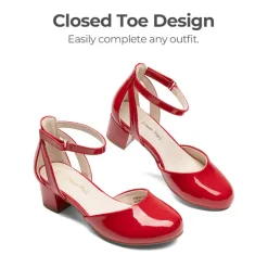 Girls’ Almond-Toe Block Heel Dress Shoes