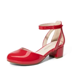 Girls’ Almond-Toe Block Heel Dress Shoes