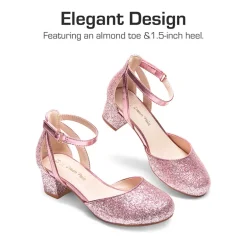 Girls’ Almond-Toe Block Heel Dress Shoes
