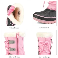 Girls and Boys Fur Lined Winter Snow Boots