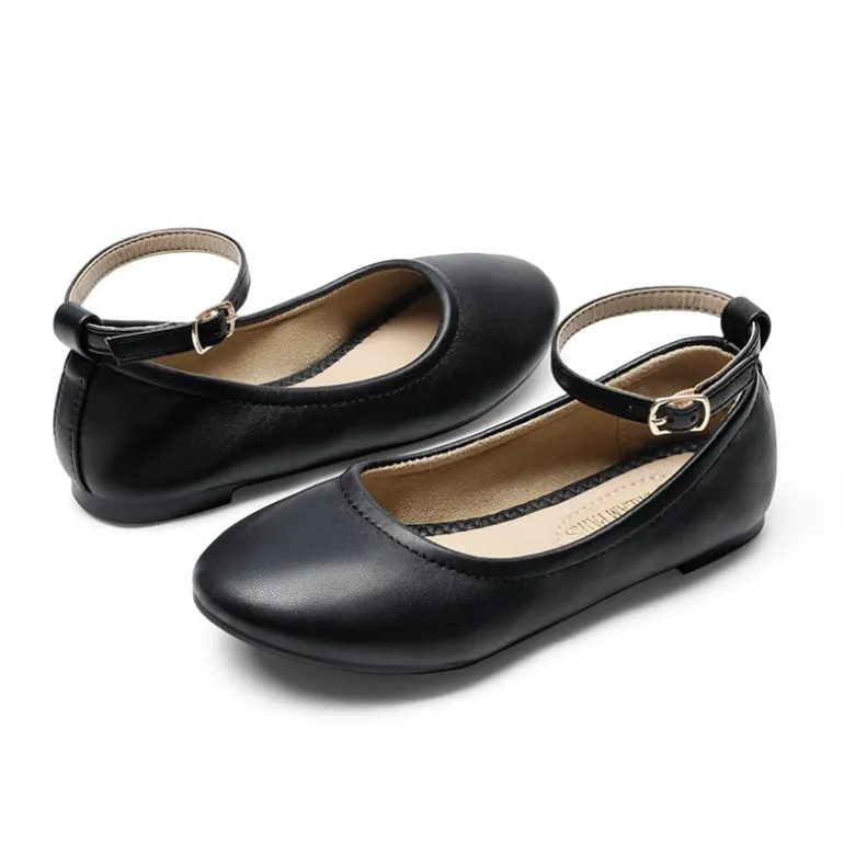 Girls Ankle-Strap Ballerina Flat Shoes