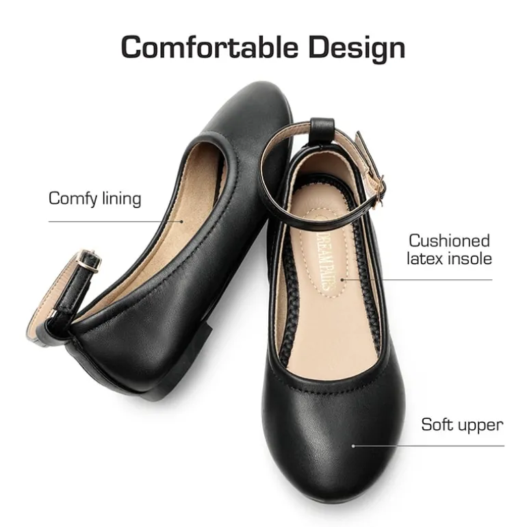 Girls Ankle-Strap Ballerina Flat Shoes
