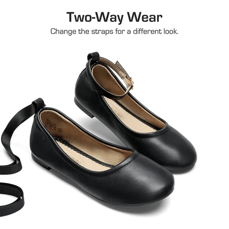 Girls Ankle-Strap Ballerina Flat Shoes