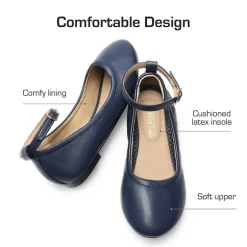 Girls Ankle-Strap Ballerina Flat Shoes