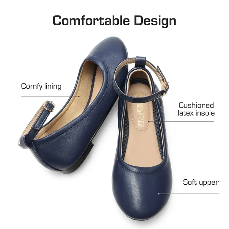 Girls Ankle-Strap Ballerina Flat Shoes