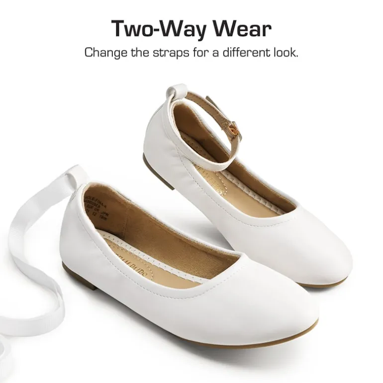 Girls Ankle-Strap Ballerina Flat Shoes