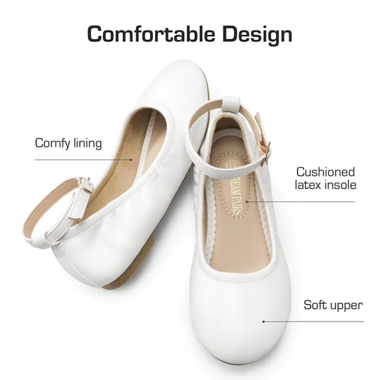 Girls Ankle-Strap Ballerina Flat Shoes