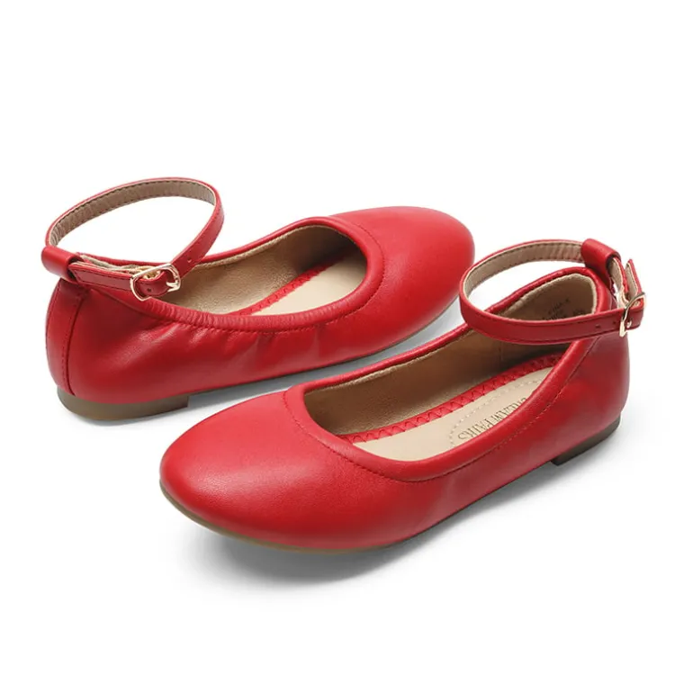 Girls Ankle-Strap Ballerina Flat Shoes