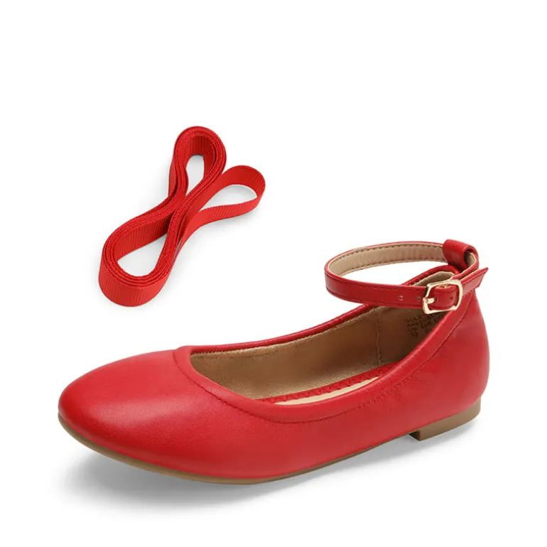 Girls Ankle-Strap Ballerina Flat Shoes