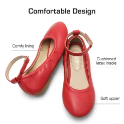 Girls Ankle-Strap Ballerina Flat Shoes