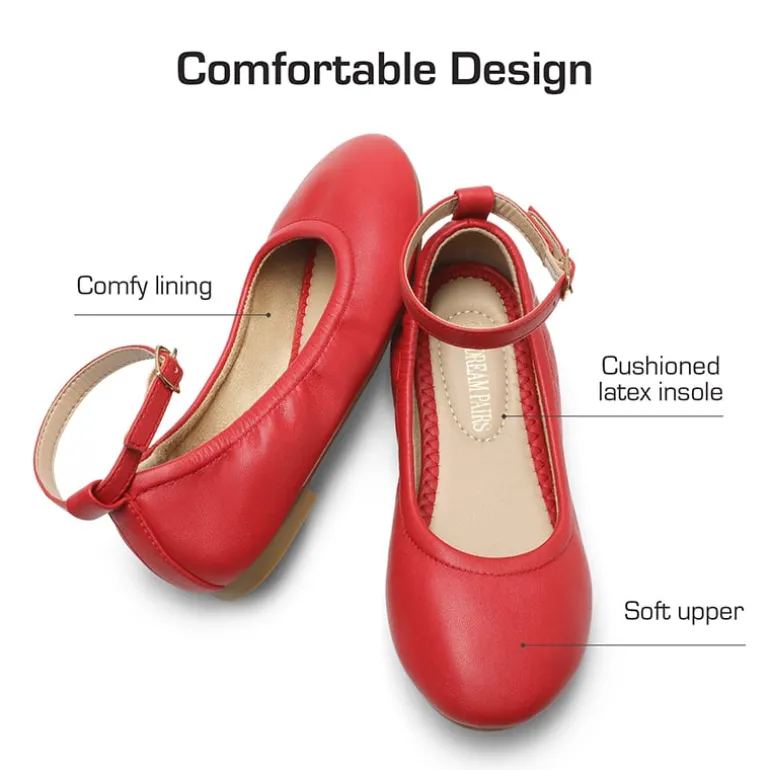 Girls Ankle-Strap Ballerina Flat Shoes