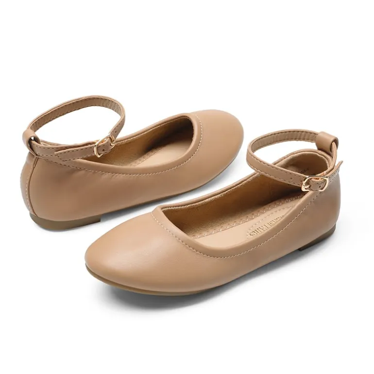 Girls Ankle-Strap Ballerina Flat Shoes