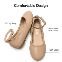 Girls Ankle-Strap Ballerina Flat Shoes