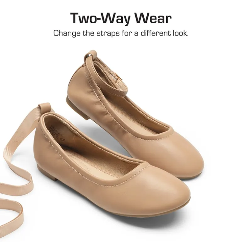 Girls Ankle-Strap Ballerina Flat Shoes