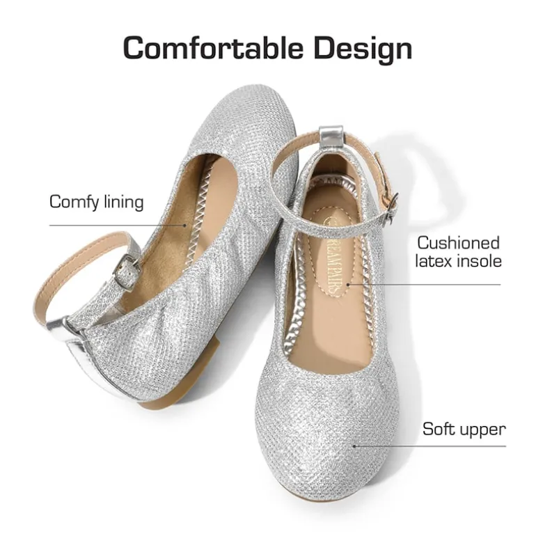 Girls Ankle-Strap Ballerina Flat Shoes