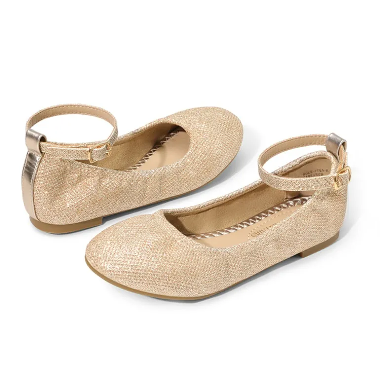 Girls Ankle-Strap Ballerina Flat Shoes
