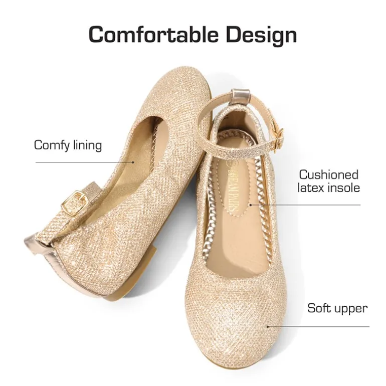 Girls Ankle-Strap Ballerina Flat Shoes