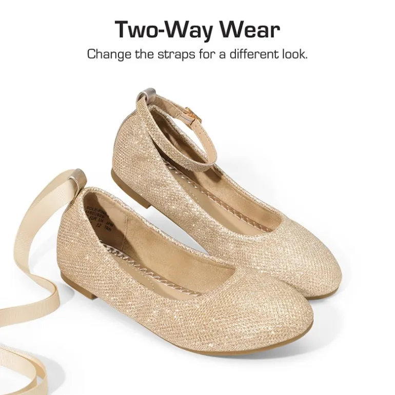 Girls Ankle-Strap Ballerina Flat Shoes