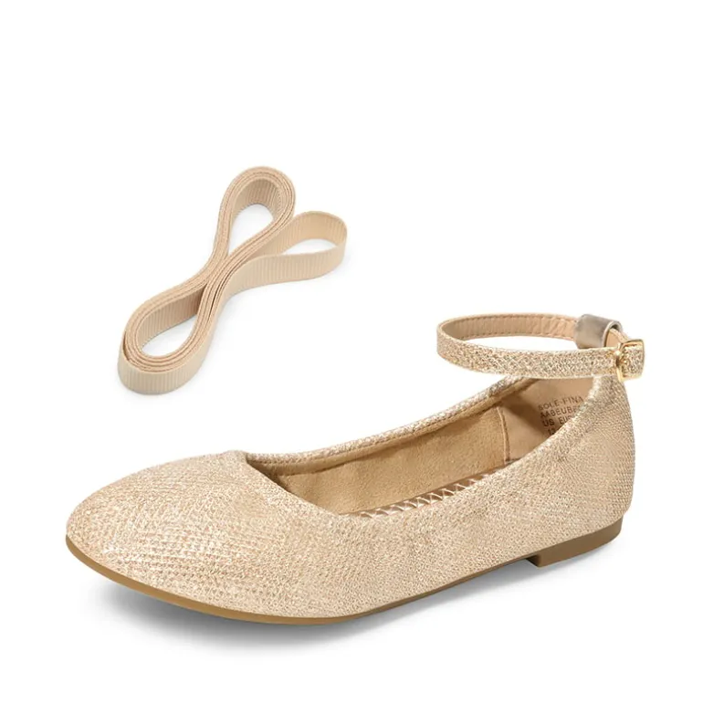 Girls Ankle-Strap Ballerina Flat Shoes