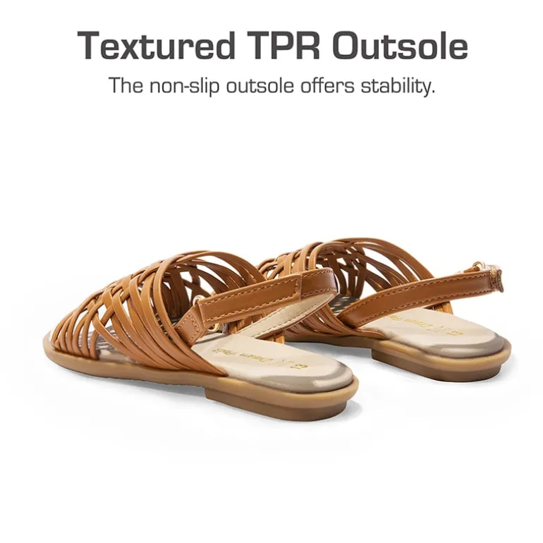Girls' Ankle-Strap Strappy Flat Sandals