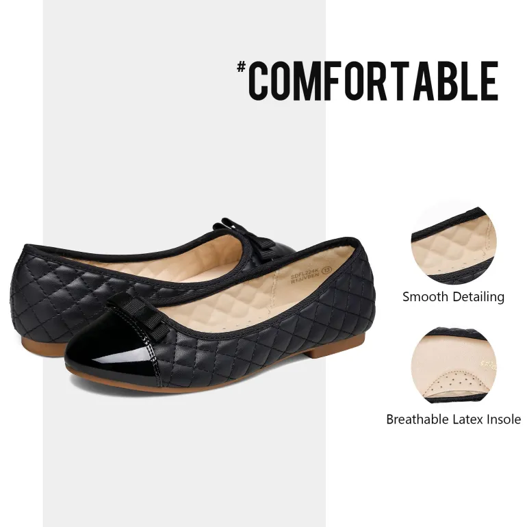 Girls Bow Slip-Resistant Ballerina Flats