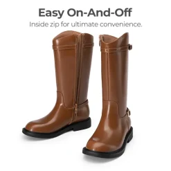 Girls’ Classic Buckle Knee-High Boots