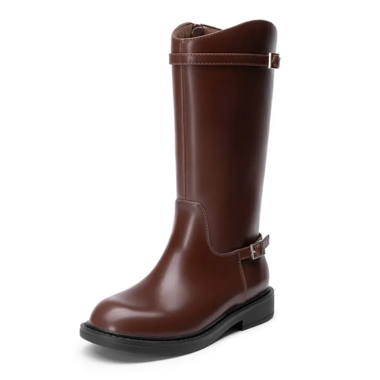 Girls’ Classic Buckle Knee-High Boots