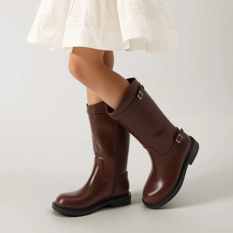 Girls’ Classic Buckle Knee-High Boots