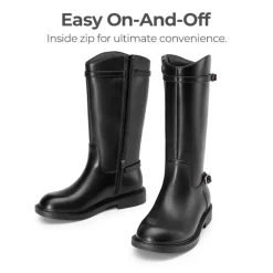 Girls’ Classic Buckle Knee-High Boots