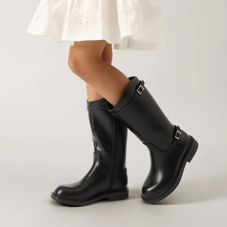 Girls’ Classic Buckle Knee-High Boots
