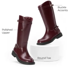Girls’ Classic Buckle Knee-High Boots