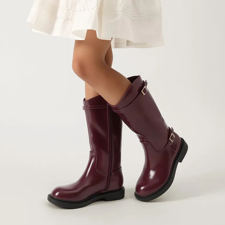 Girls’ Classic Buckle Knee-High Boots