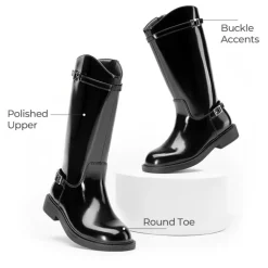 Girls’ Classic Buckle Knee-High Boots