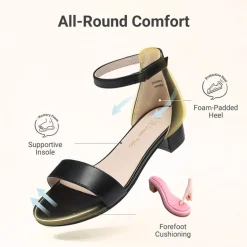 Girls’ Comfy Party Heels with Buckle Closure