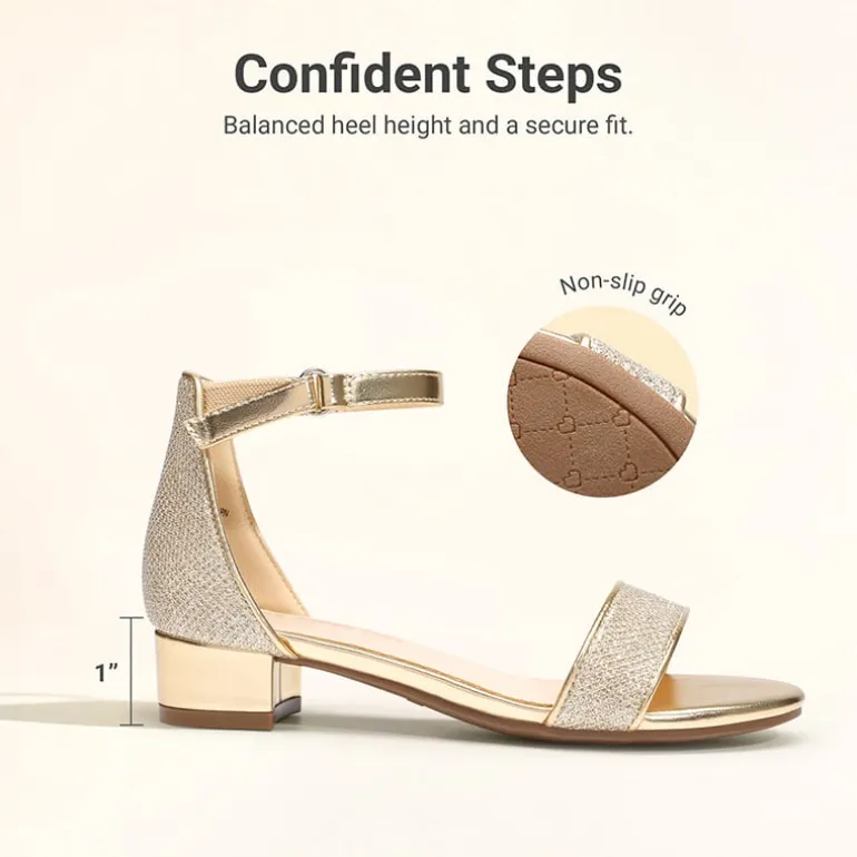 Girls’ Comfy Party Heels with Buckle Closure
