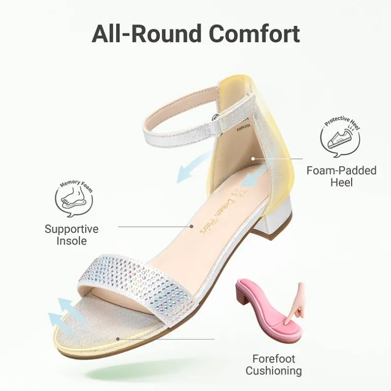 Girls’ Comfy Party Heels with Buckle Closure