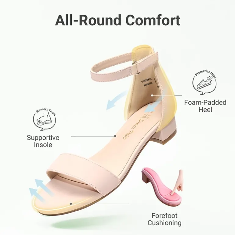 Girls’ Comfy Party Heels with Buckle Closure