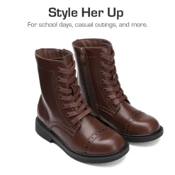 Girls’ Cushioned Side Zipper Perforated Ankle Boots